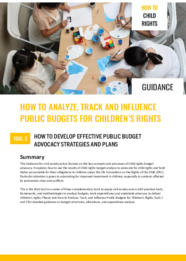 Tool 3: How to Develop Effective Public Budget Advocacy Strategies and Plans thumbnail
