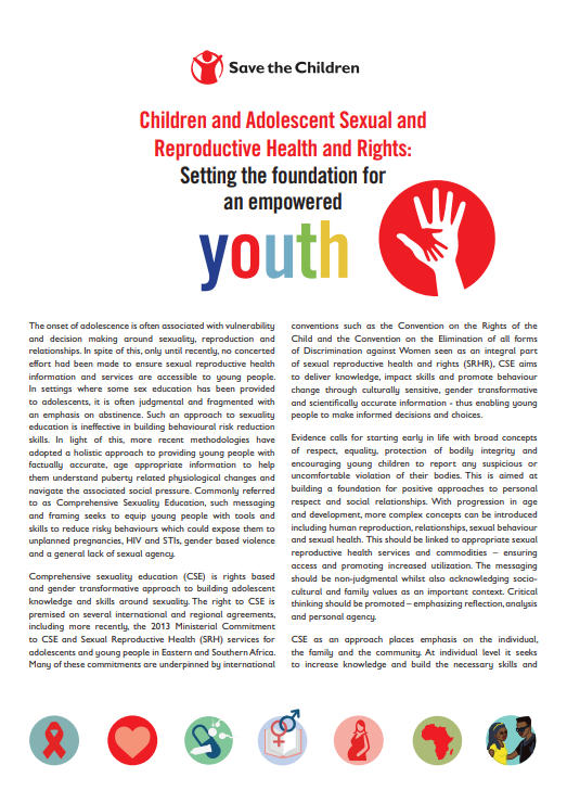 Children and Adolescent Sexual and Reproductive Health and Rights: Setting the foundation for an empowered youth