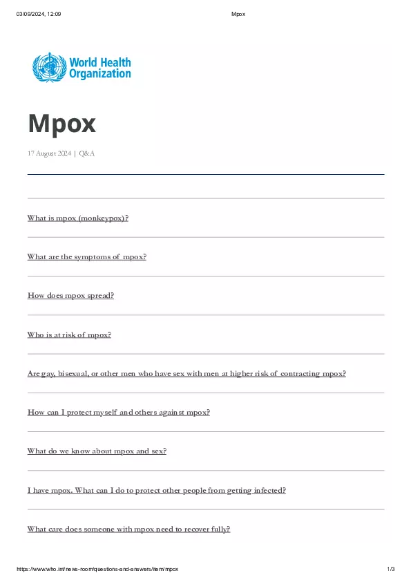 WHO Newsroom Mpox Q&A thumbnail